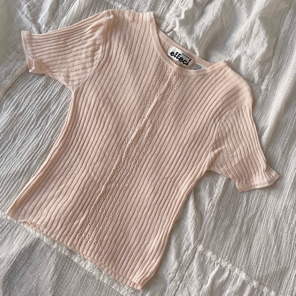 Vintage 70s 80s Peach Knit Sweater